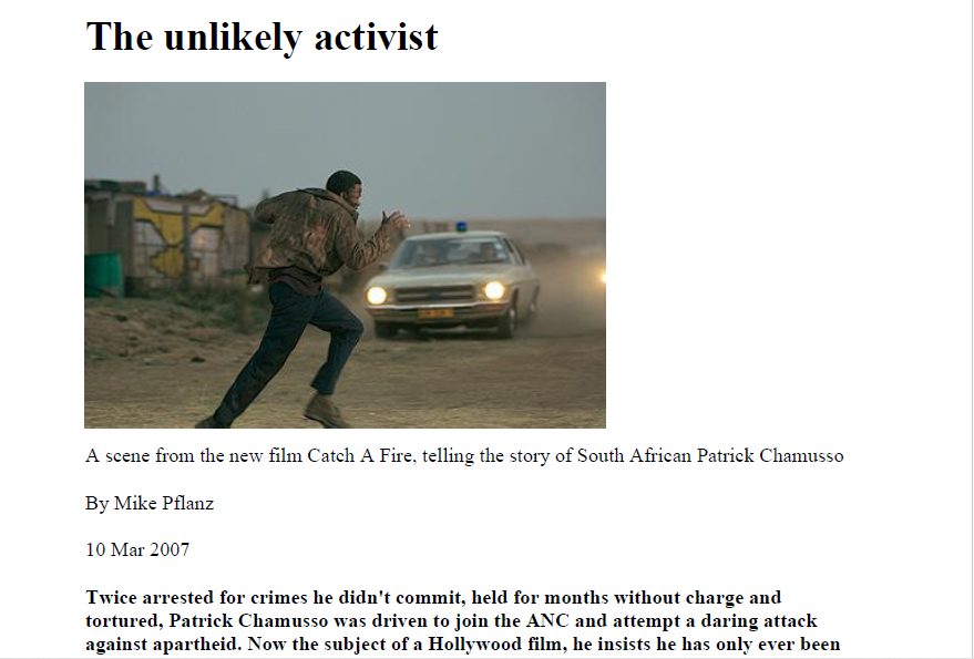 The unlikely activist, by Mike Pflanz, Telegraph, 10 March 2007